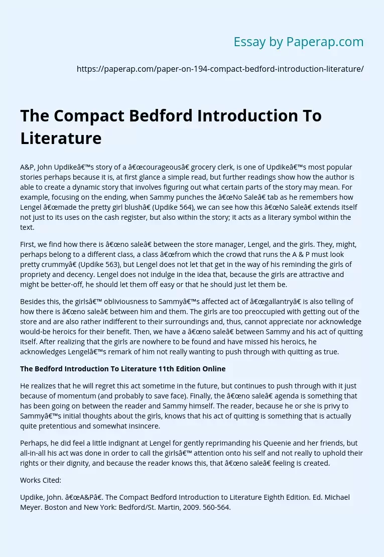 The Compact Bedford Introduction To Literature