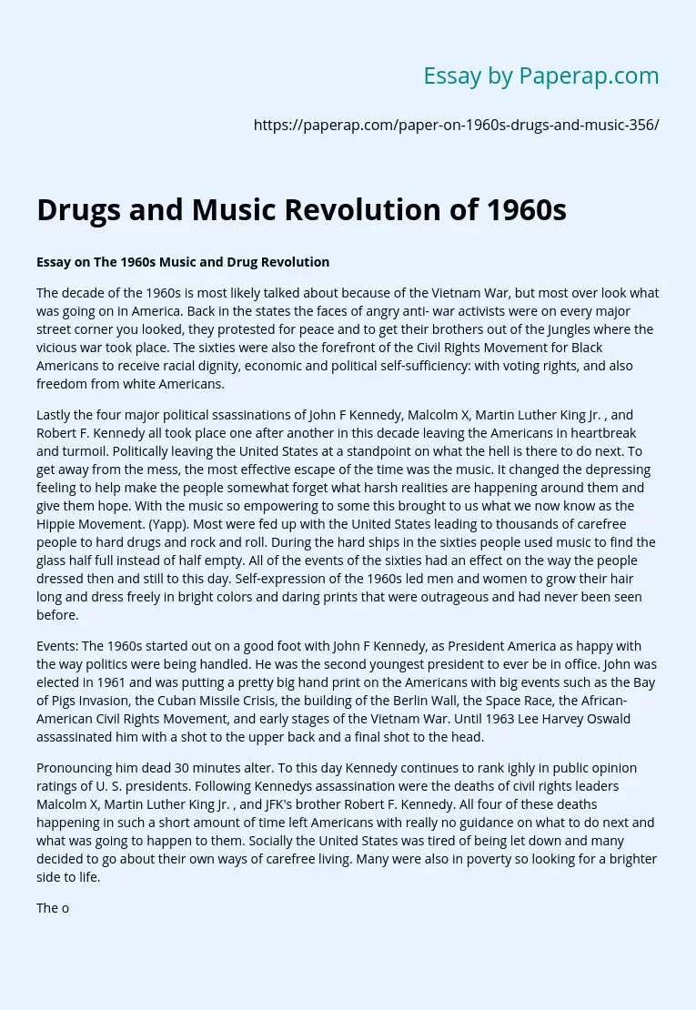 Drugs and Music Revolution of 1960s