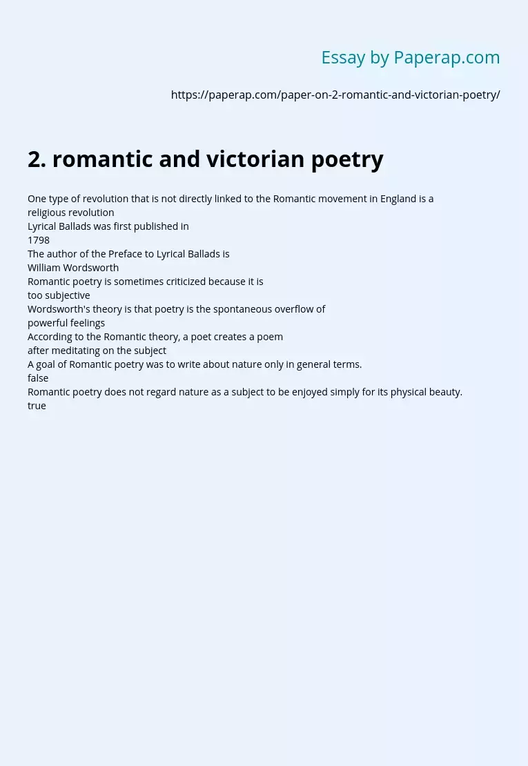 2. romantic and victorian poetry