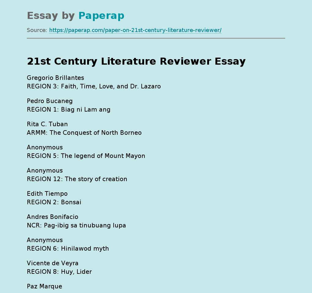 21st Century Literature Reviewer