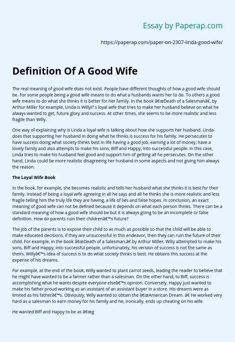 Definition Of A Good Wife