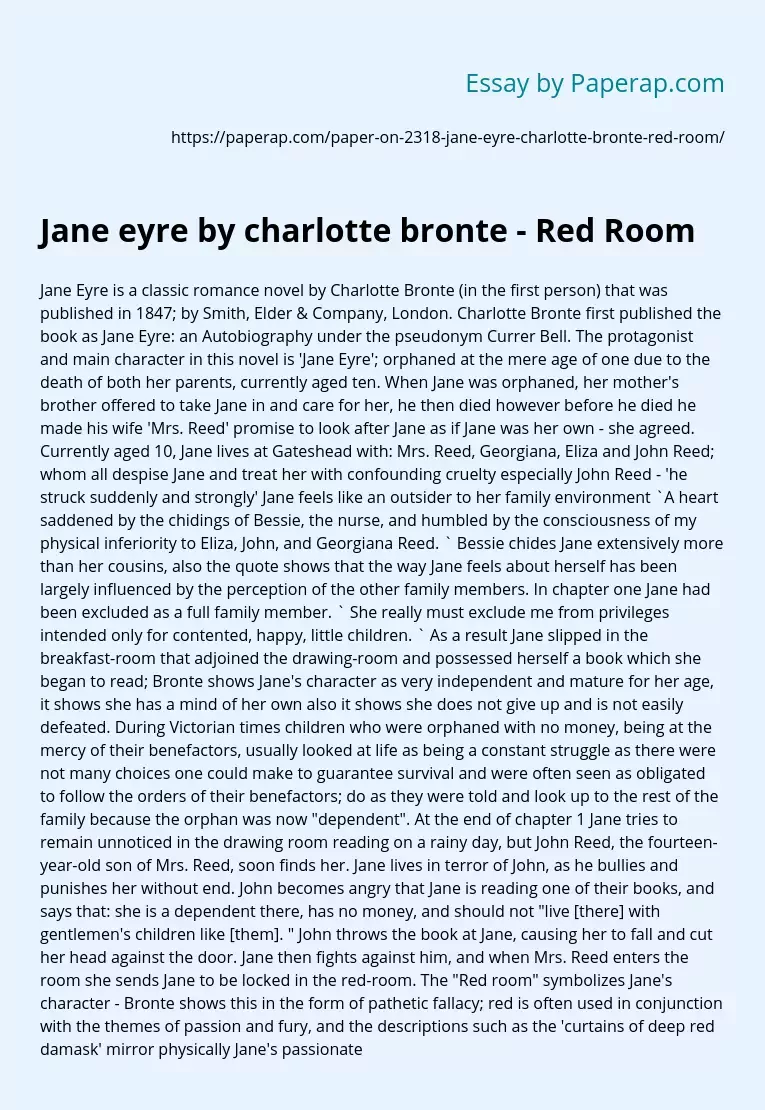 Jane eyre by charlotte bronte - Red Room