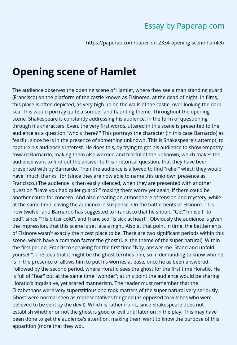 Реферат: Hamlet Essay On Act I Essay Research