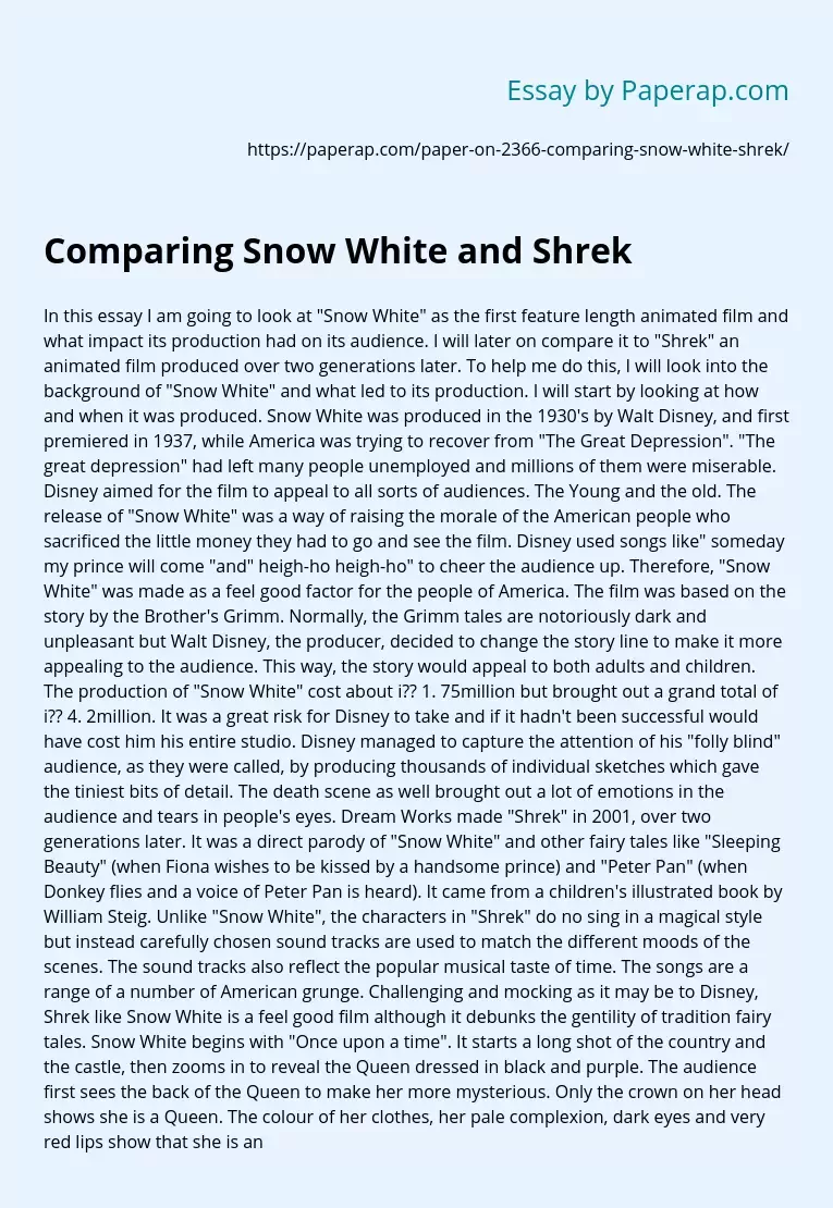 Comparing Snow White and Shrek