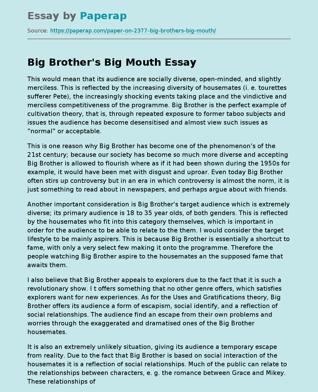 Big Brother's Big Mouth