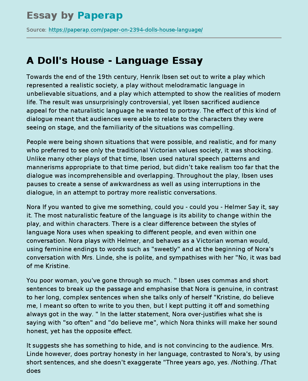 A Doll's House - Language