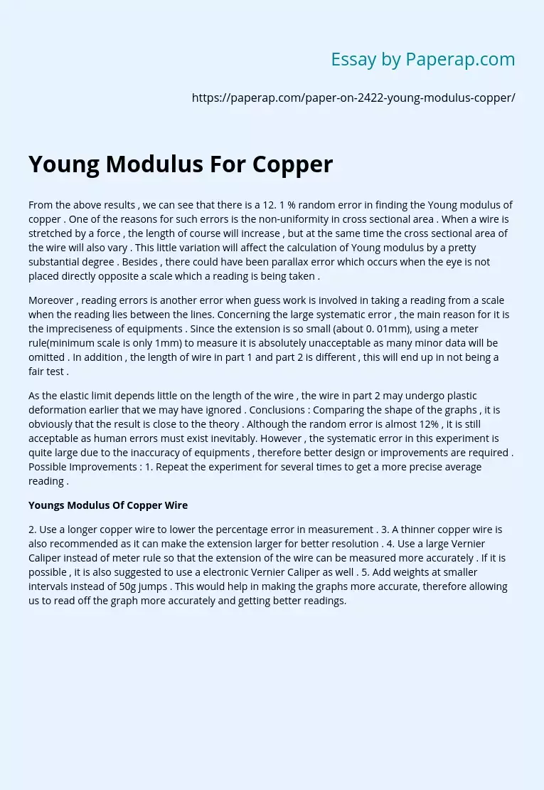 Young Modulus For Copper