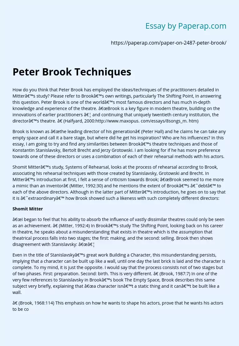 Peter Brook Techniques