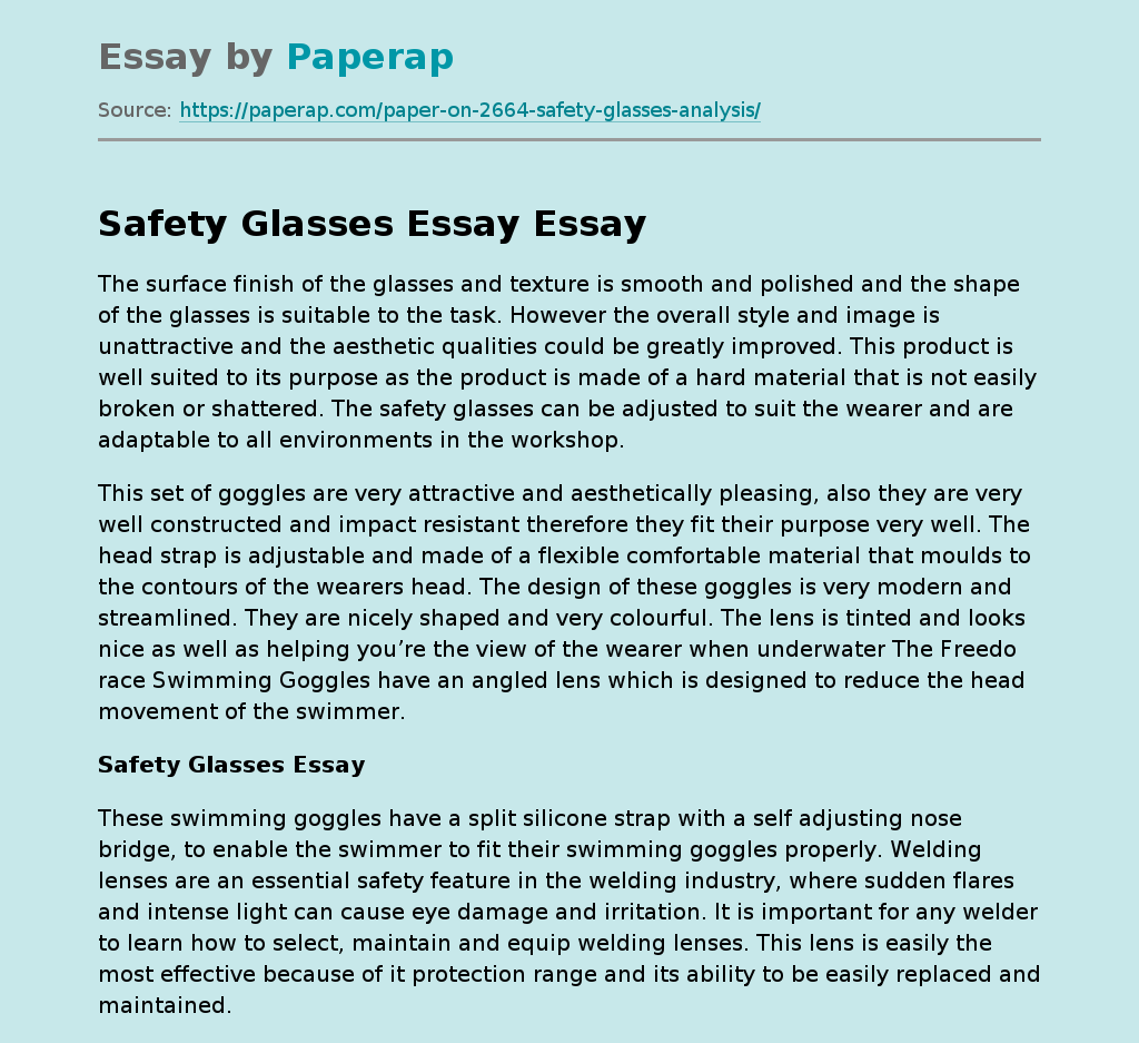 Safety Glasses Essay