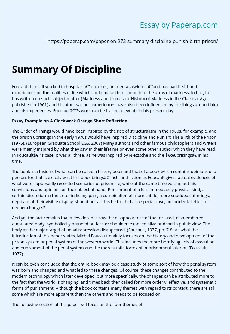 Summary Of Discipline