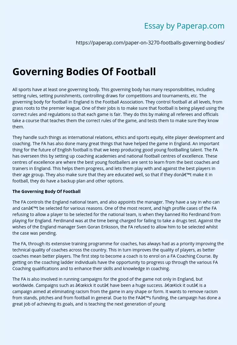 Governing Bodies Of Football