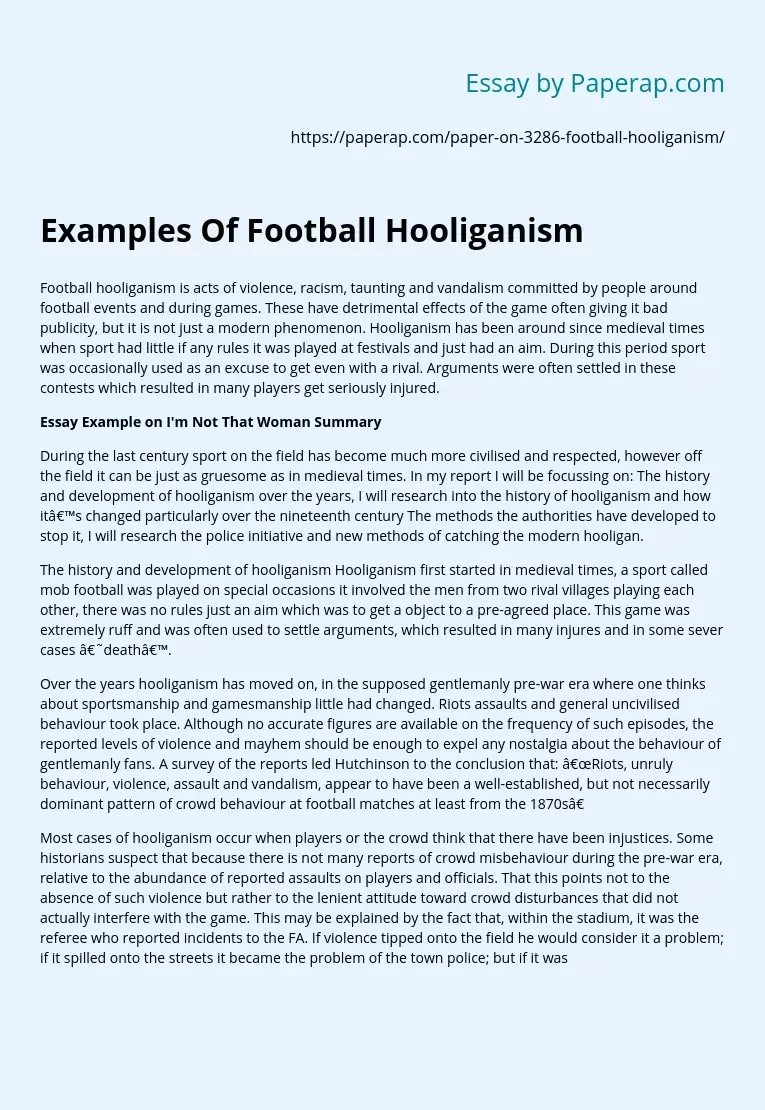 Examples Of Football Hooliganism