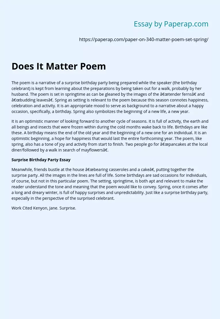 Does It Matter Poem