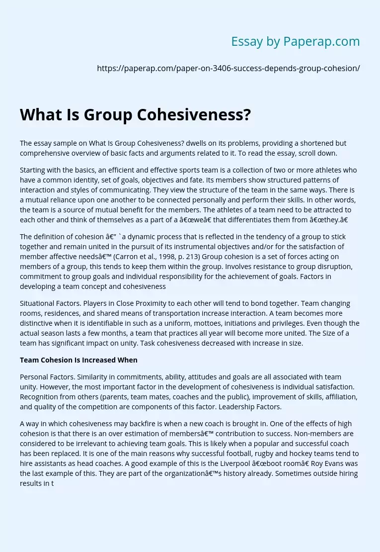 What Is Group Cohesiveness?