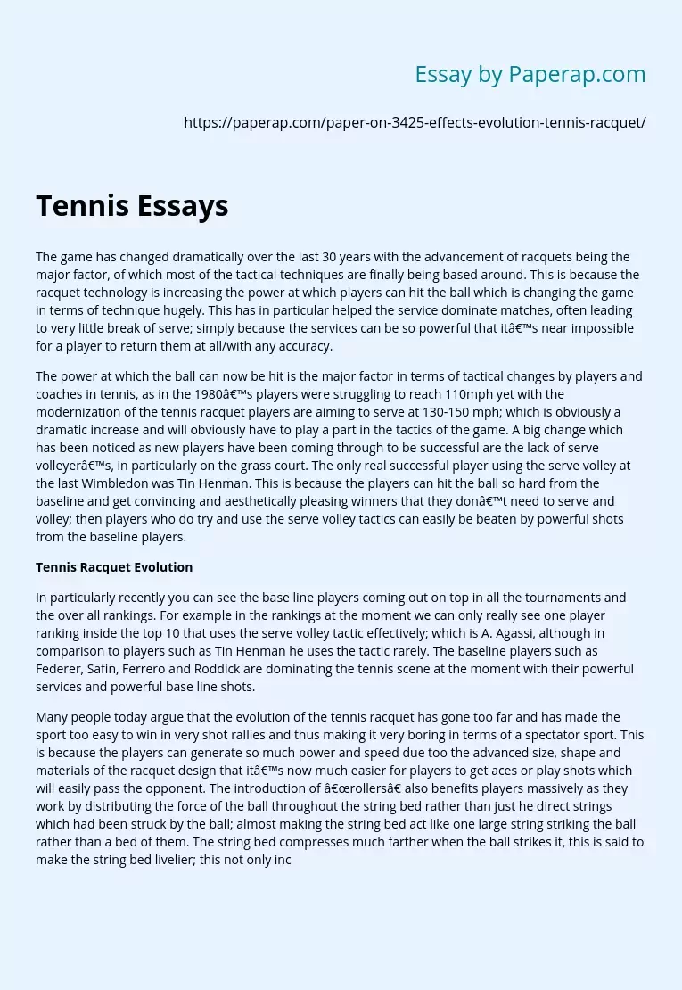 Tennis Racquet Evolution