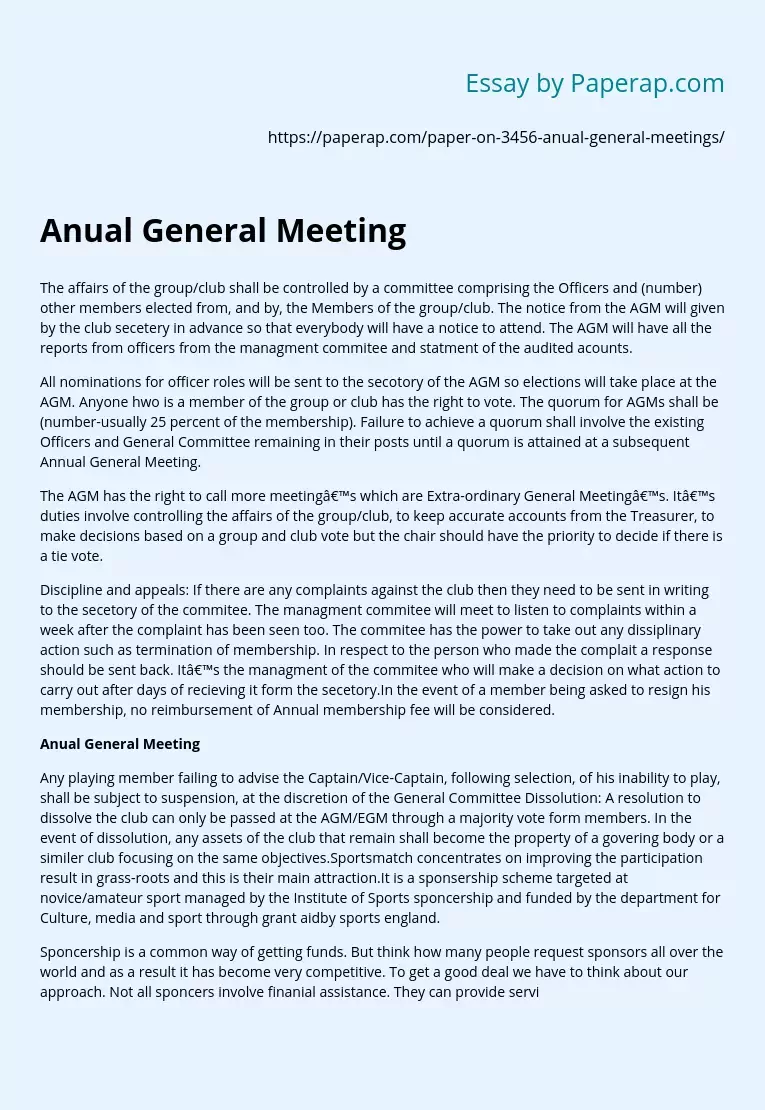 Anual General Meeting
