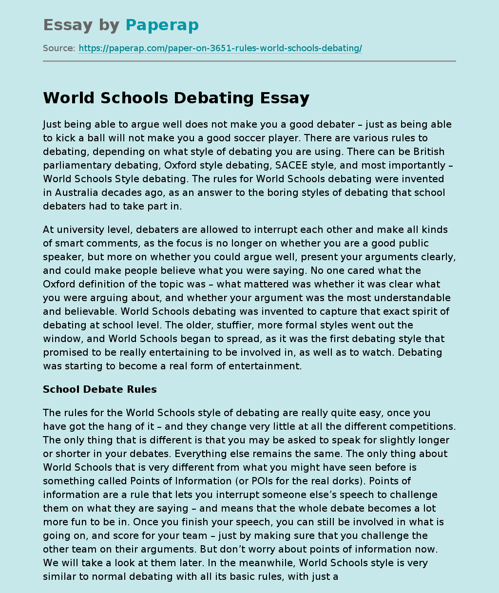 World Schools Debating