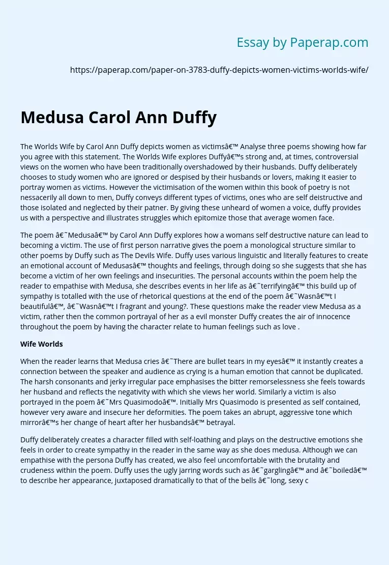 Medusa Carol Ann Duffy
