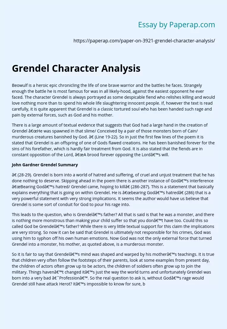 Grendel Character Analysis