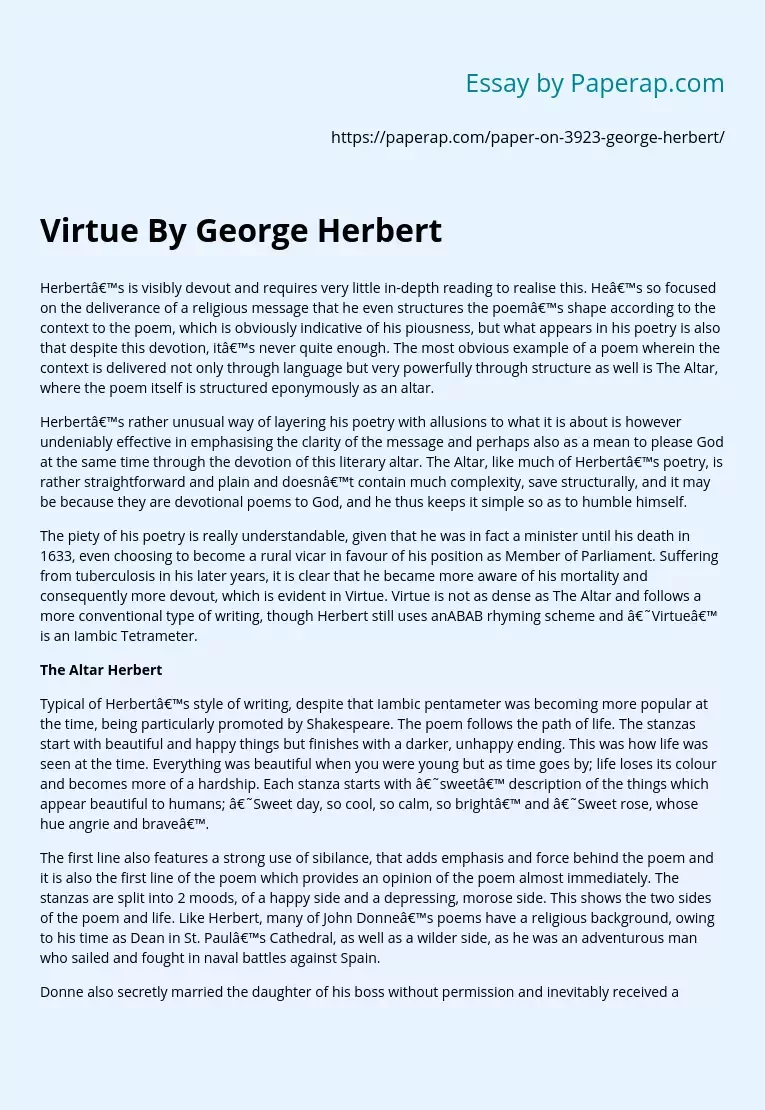 Virtue By George Herbert