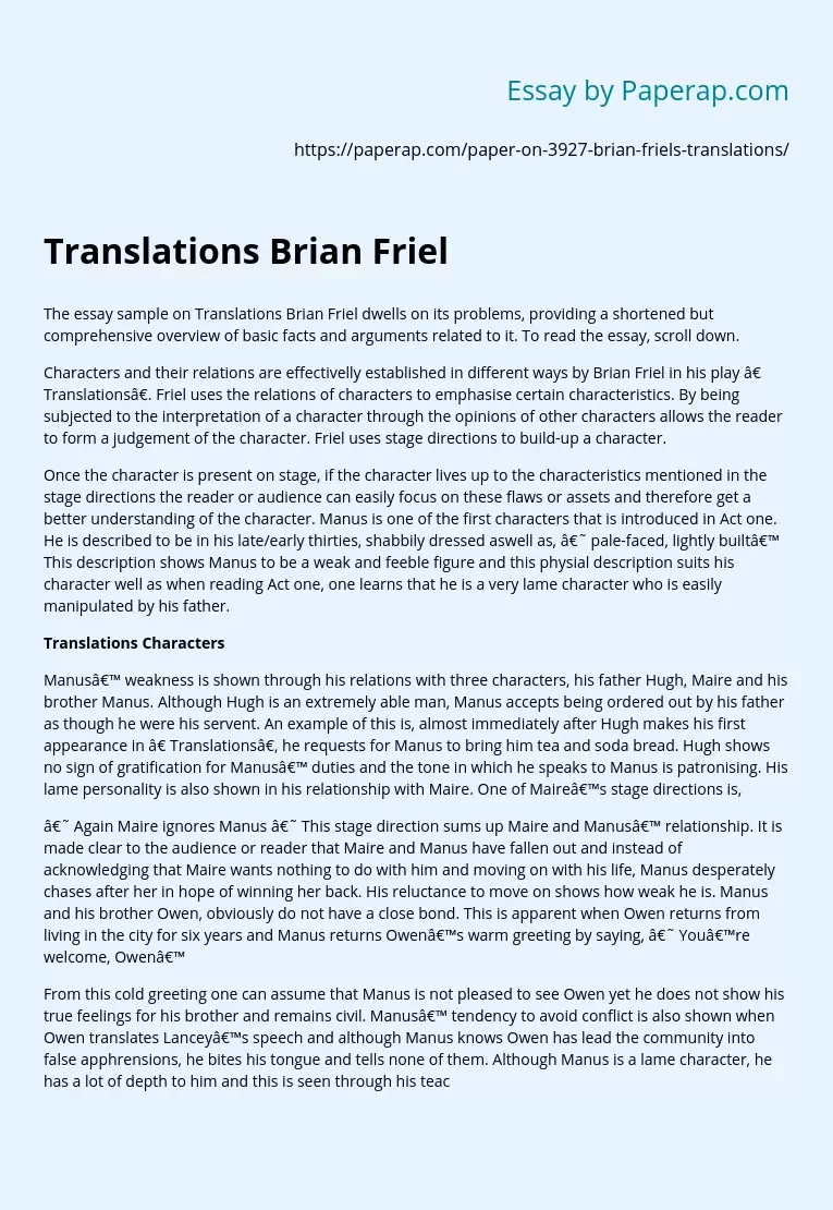 Translations Brian Friel