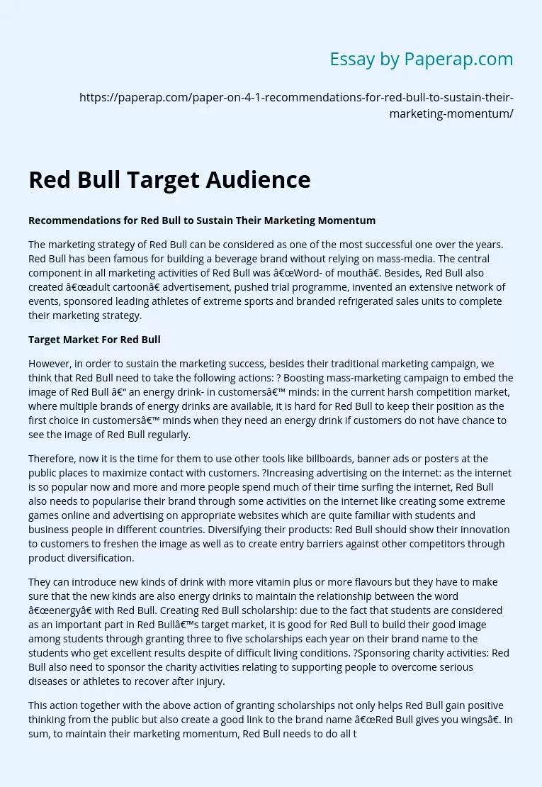 Red Bull Target Audience