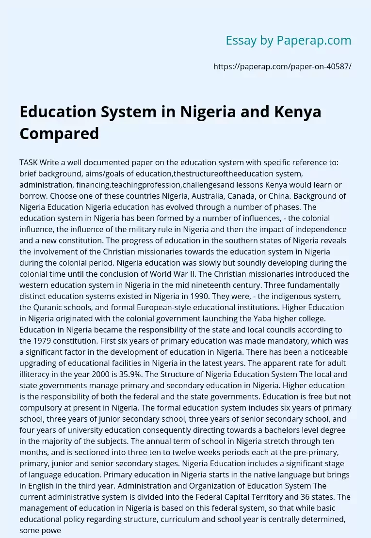 Education System in Nigeria and Kenya Compared