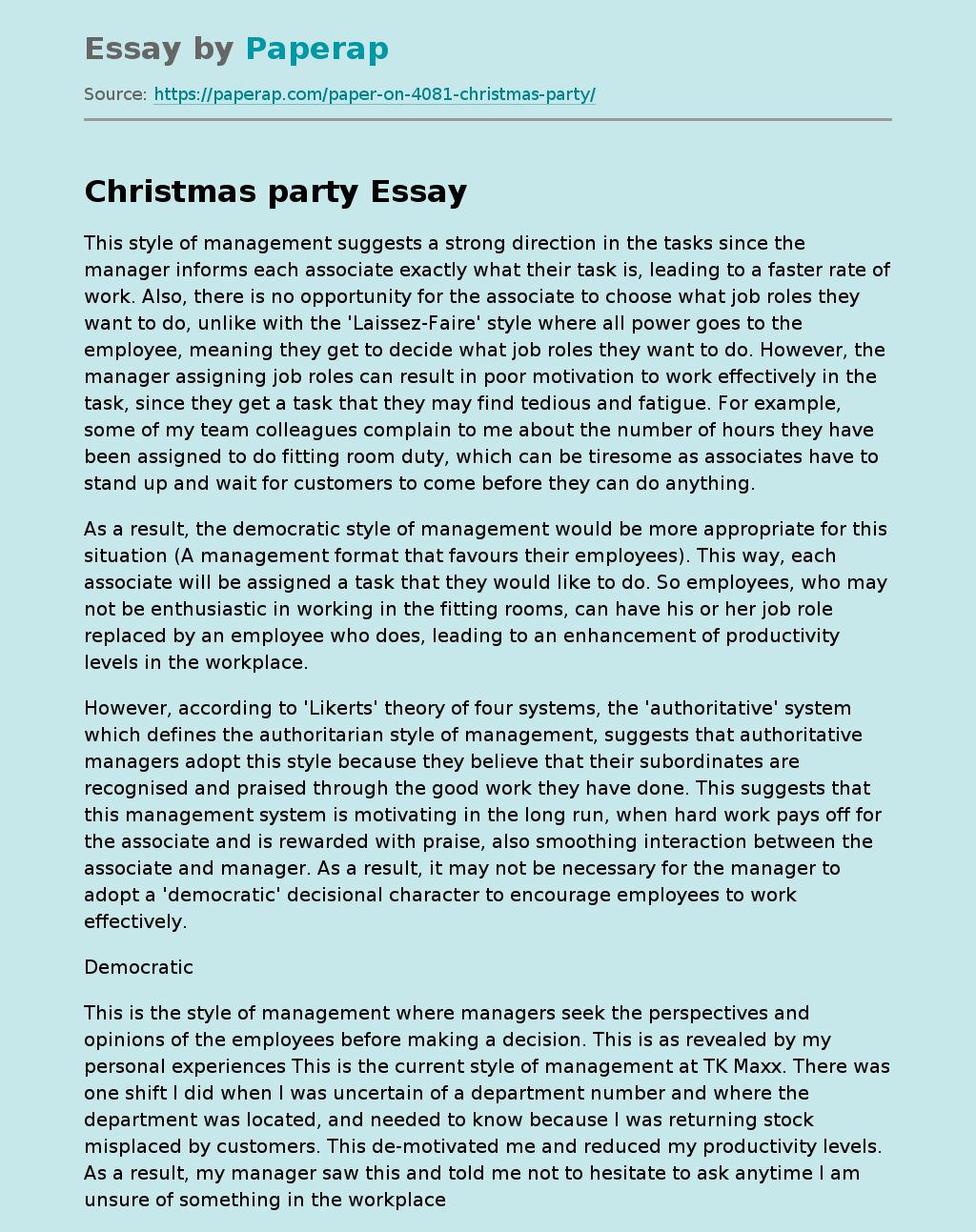 narrative essay on christmas