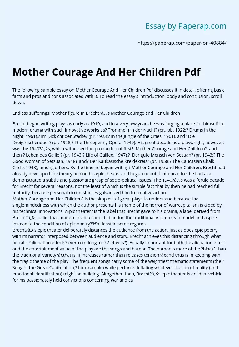 Mother Courage And Her Children Pdf