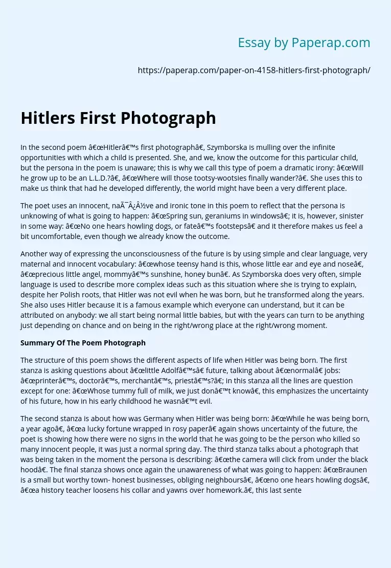 Hitlers First Photograph