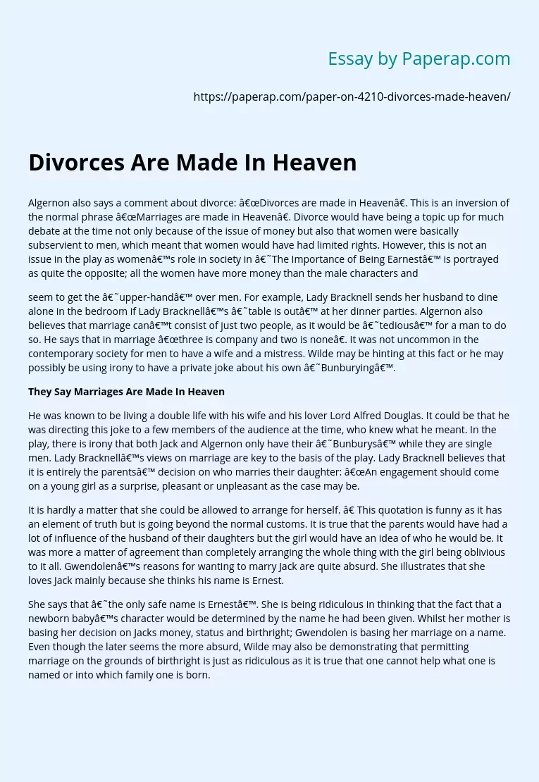 Divorces Are Made In Heaven