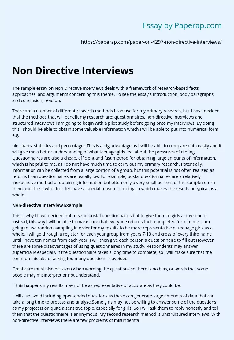 Non Directive Interviews