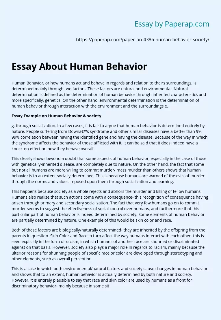 essay about human behavior