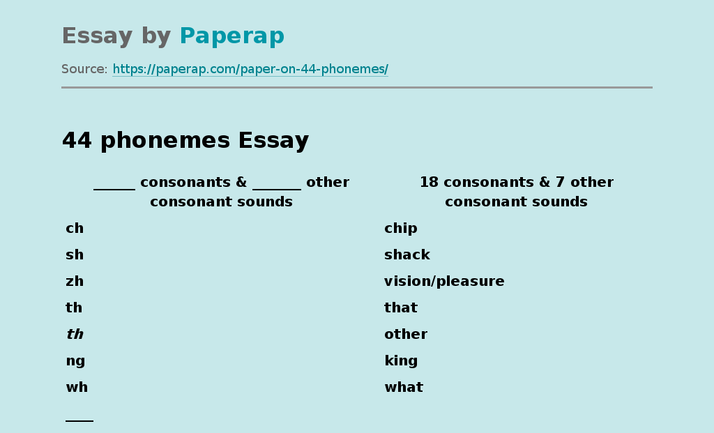 Consonants & Other Sounds