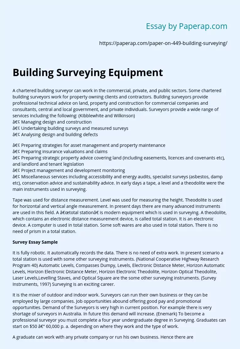 Building Surveying Equipment