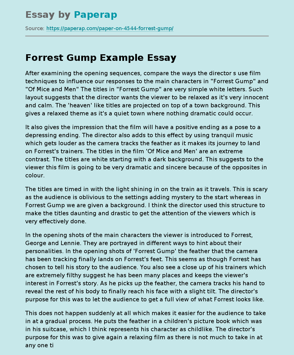 forrest gump essay