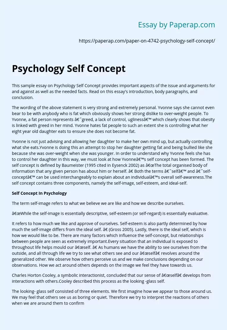 Psychology Self Concept