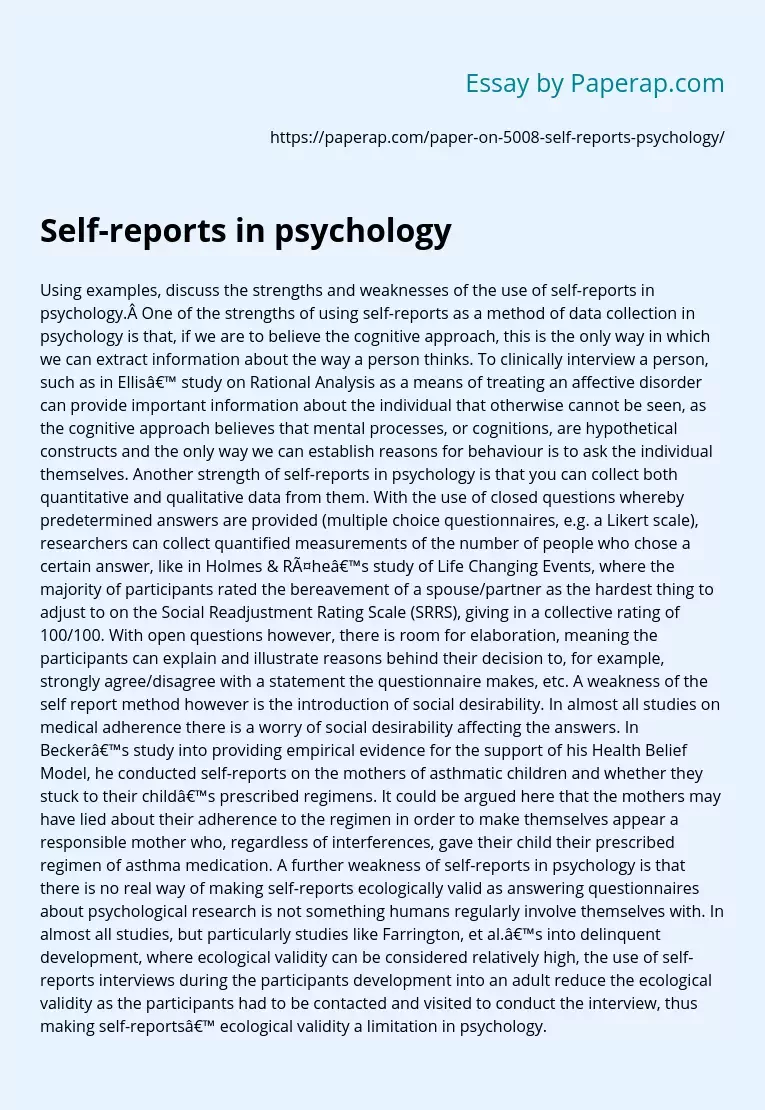 Self-reports in psychology