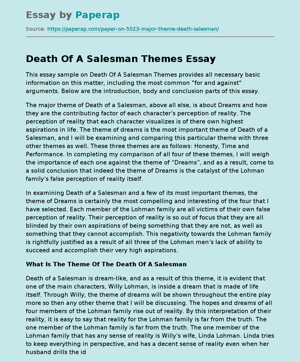 death of a salesman synthesis essay