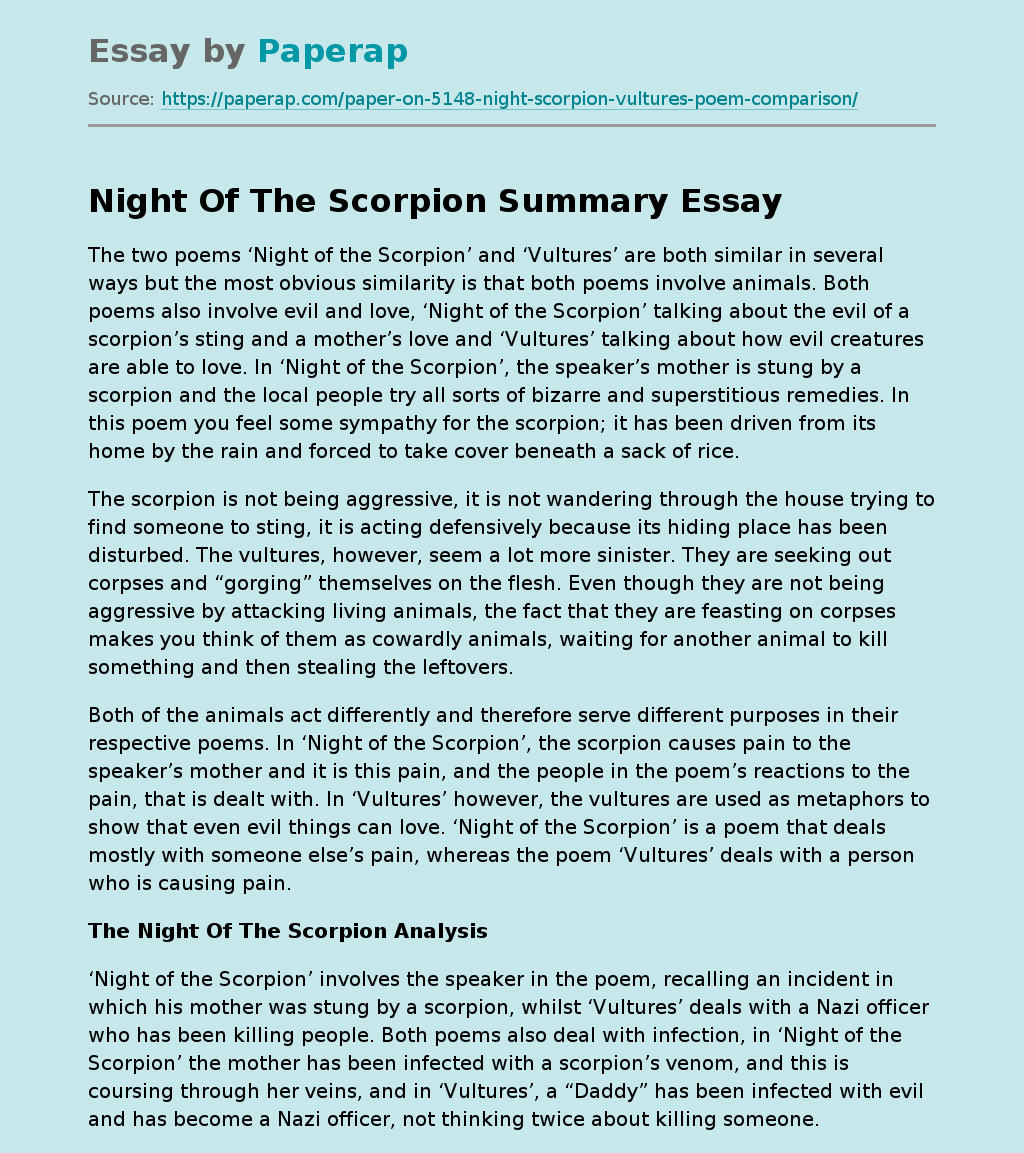 Night Of The Scorpion Summary