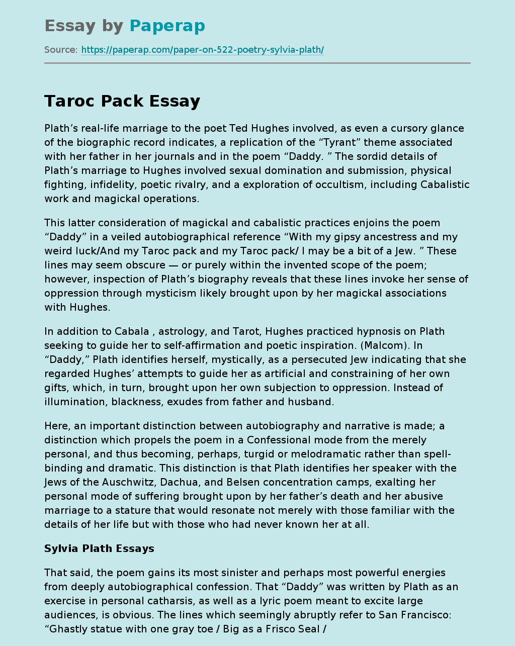 Taroc Pack Essay