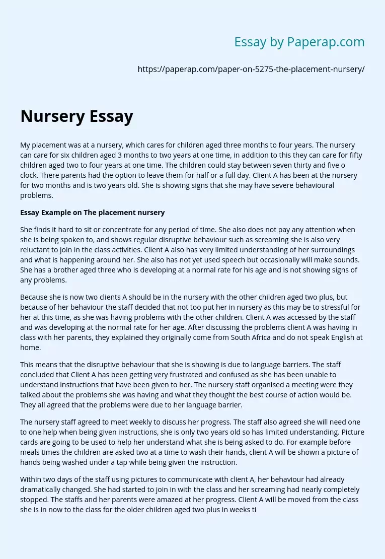 Nursery Essay