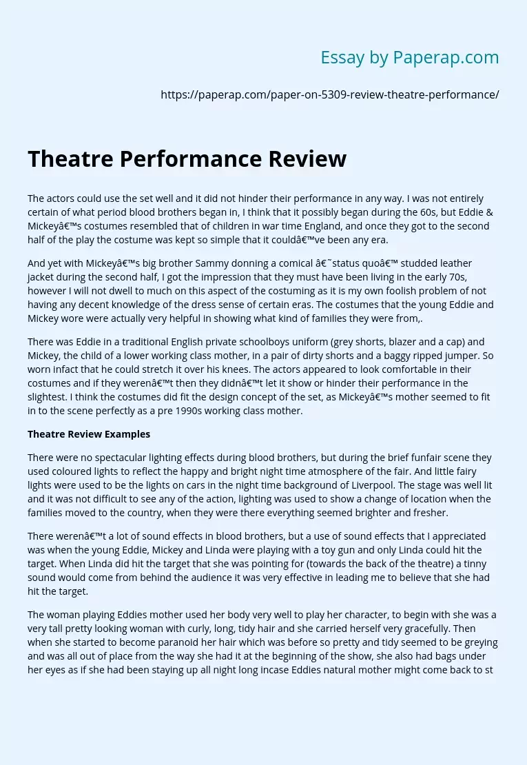Theatre Performance Review