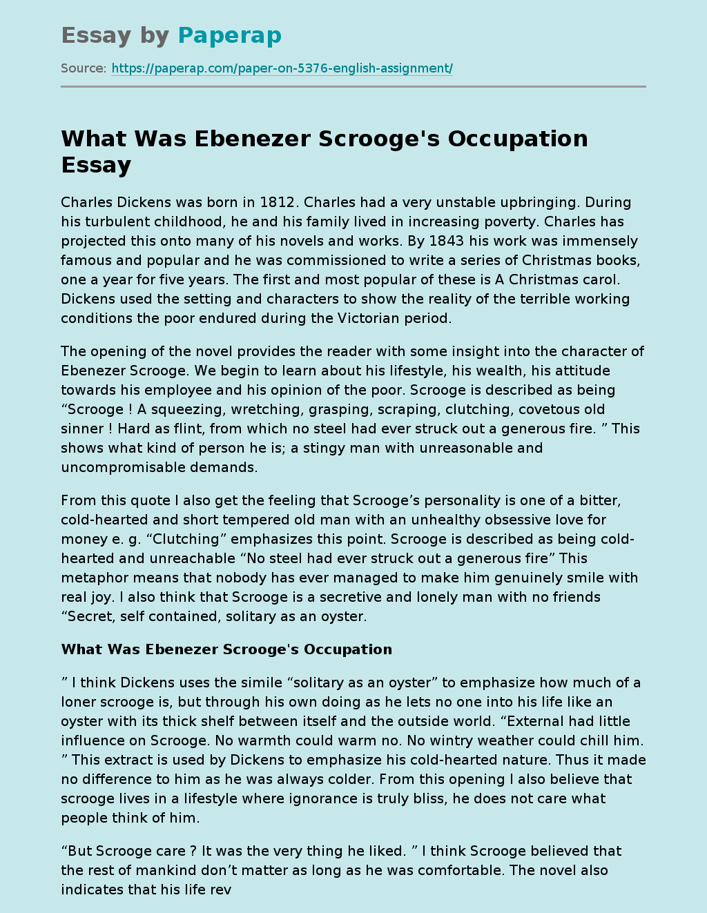 What Was Ebenezer Scrooge's Occupation