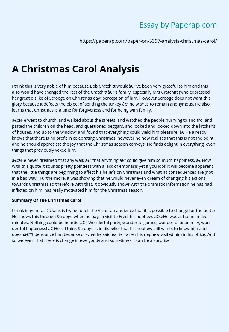 Summary of the Christmas Carol
