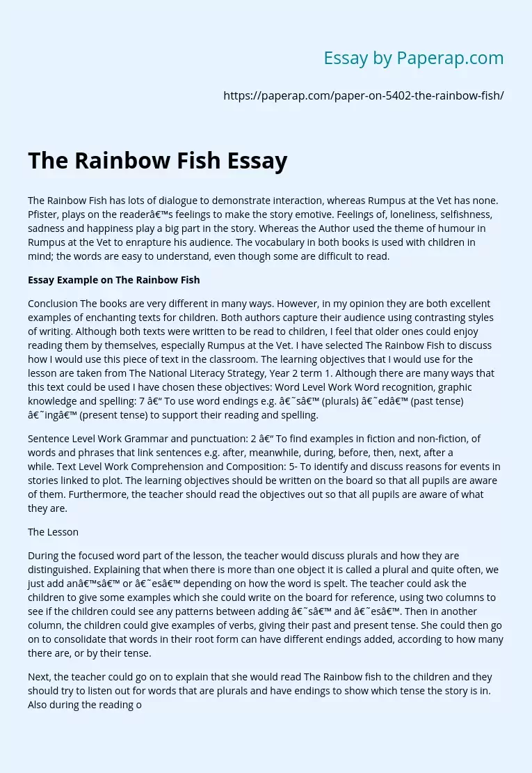 The Rainbow Fish Essay