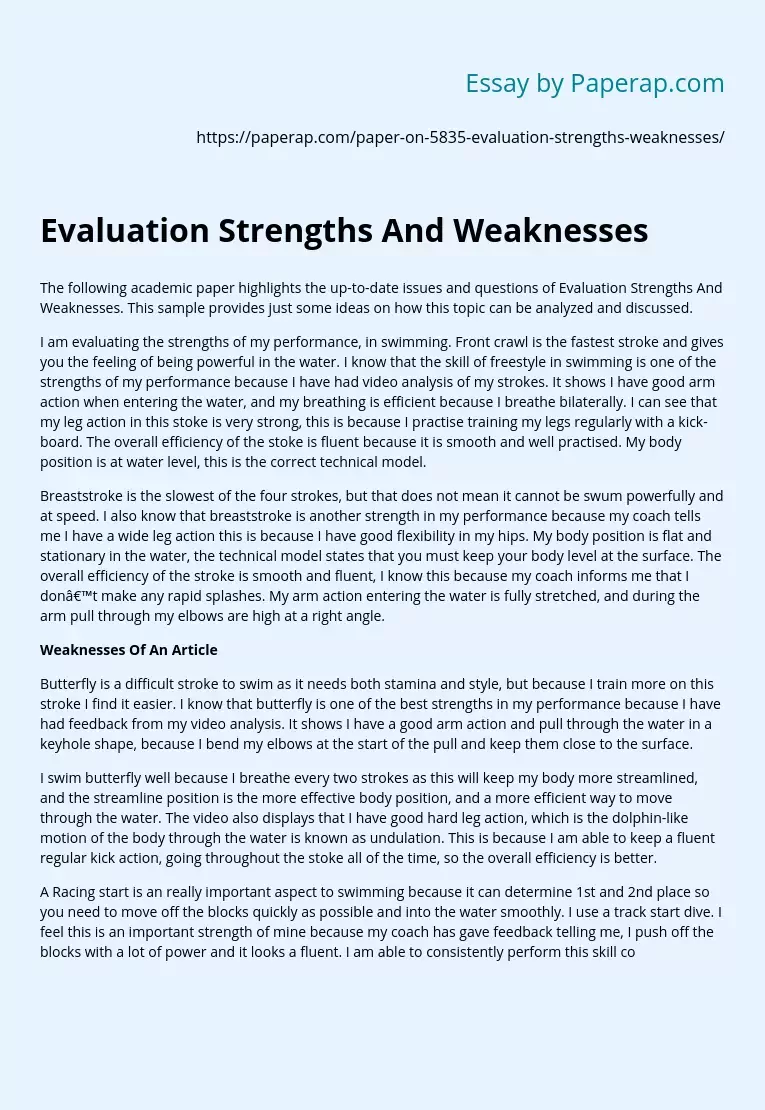 Evaluation Strengths And Weaknesses