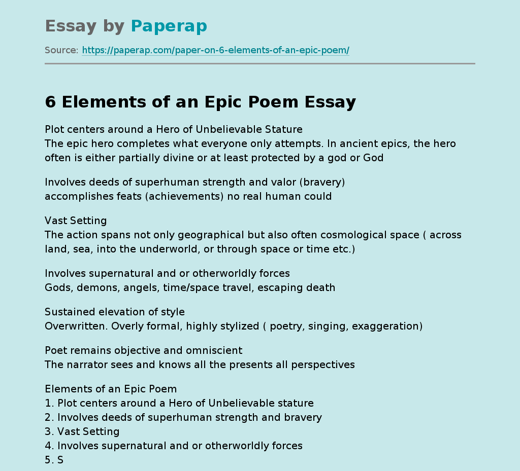 6 Elements of an Epic Poem