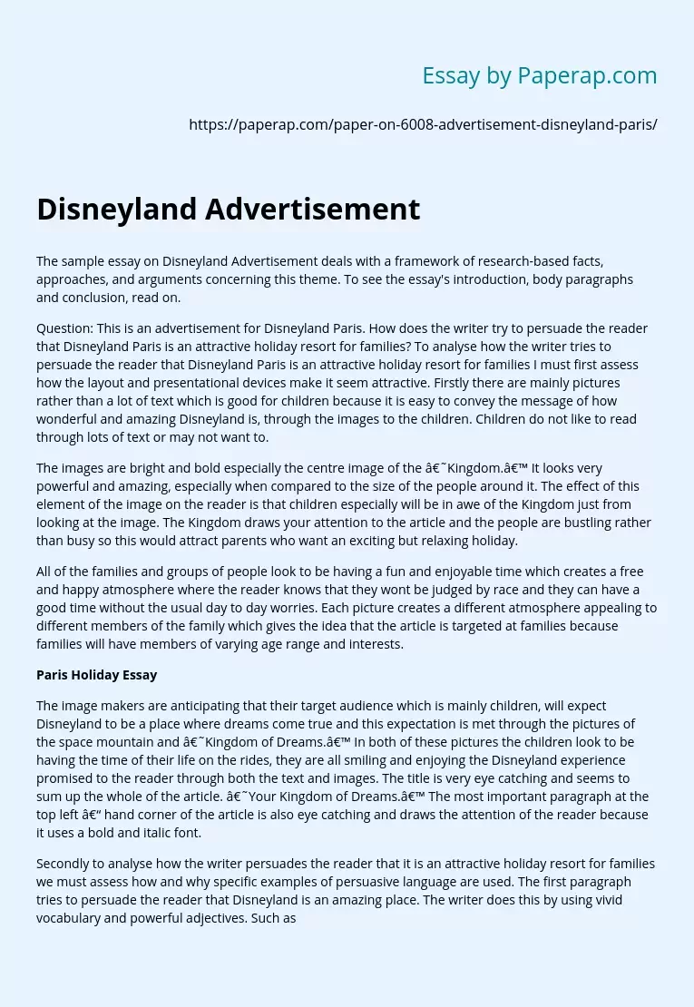 Disneyland Advertisement