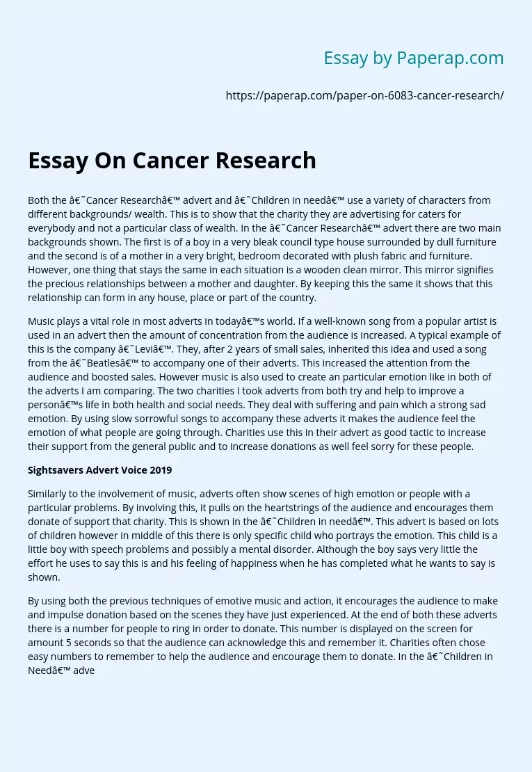 Essay On Cancer Research